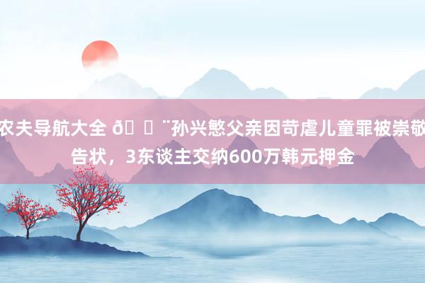 农夫导航大全 🚨孙兴慜父亲因苛虐儿童罪被崇敬告状，3东谈主交纳600万韩元押金
